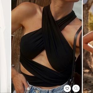 12TH TRIBE Paloma Black Wrap Top